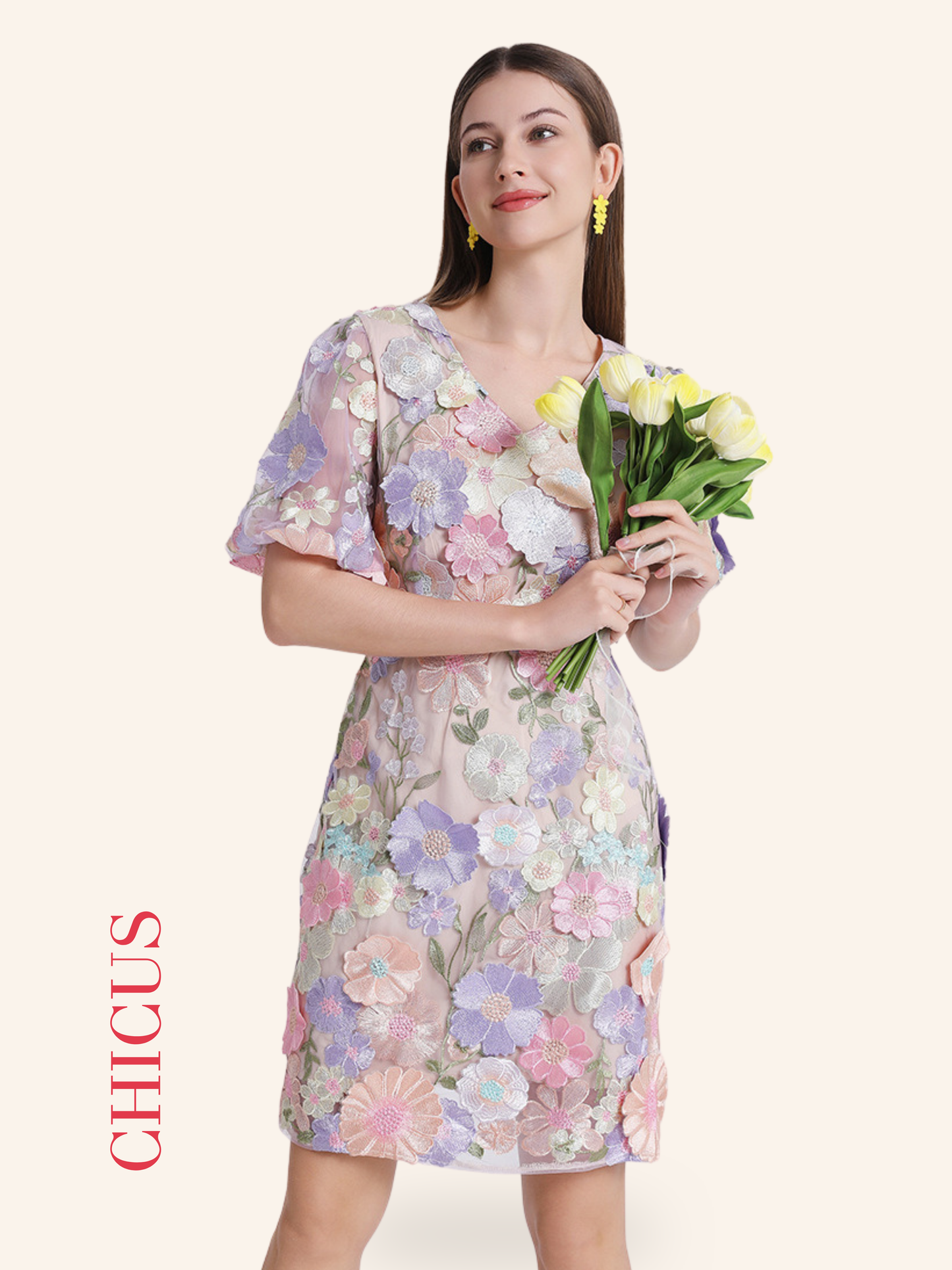 Lilac Happy Garden Kadın Elbise