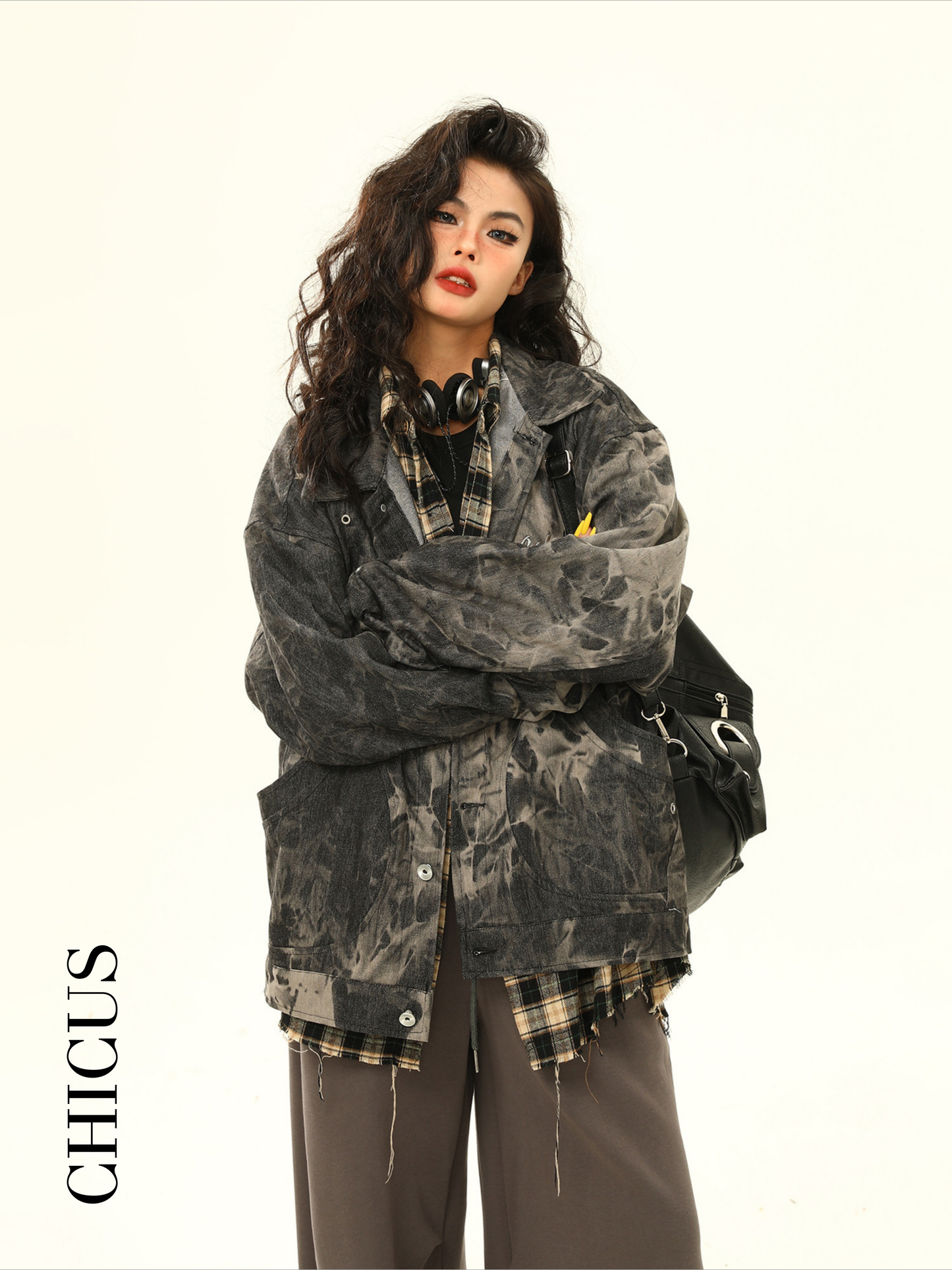 Camouflage Pattern Kadın Kot Ceket