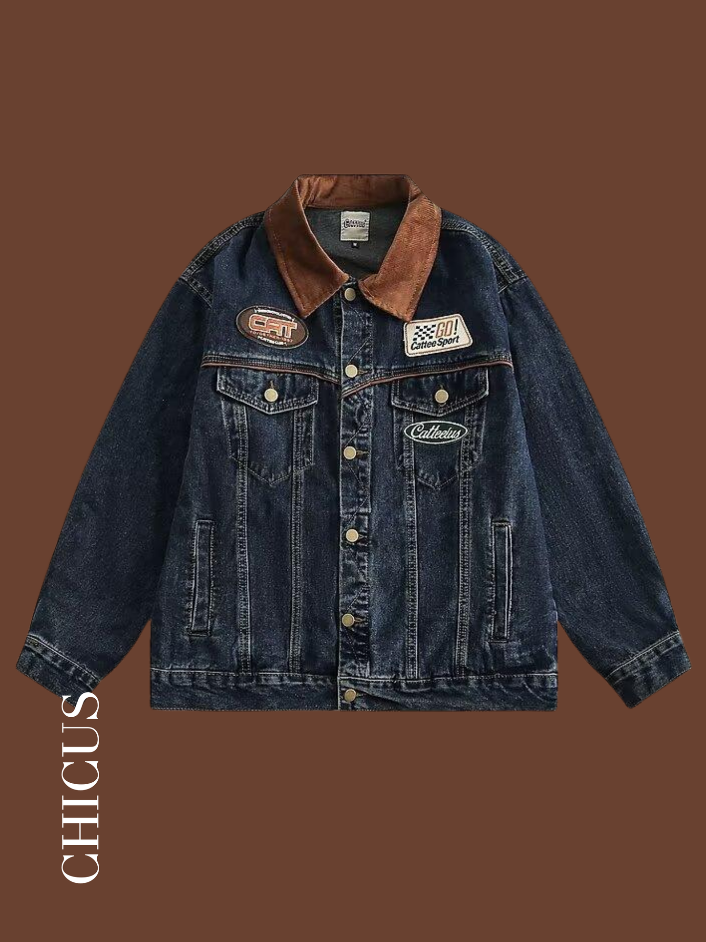 Forest Turuncu Yaka Kadın Kot Ceket