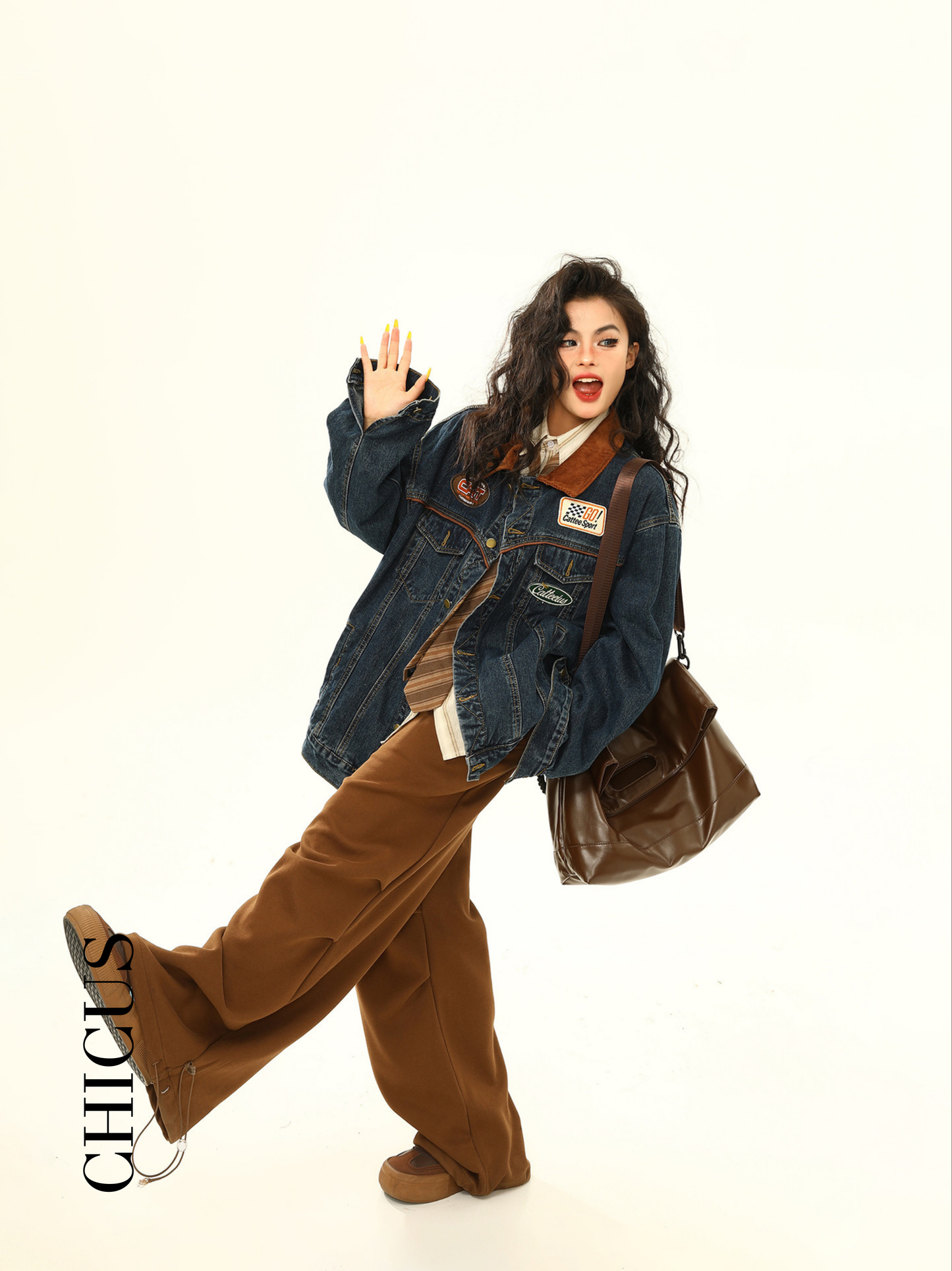 Forest Turuncu Yaka Kadın Kot Ceket