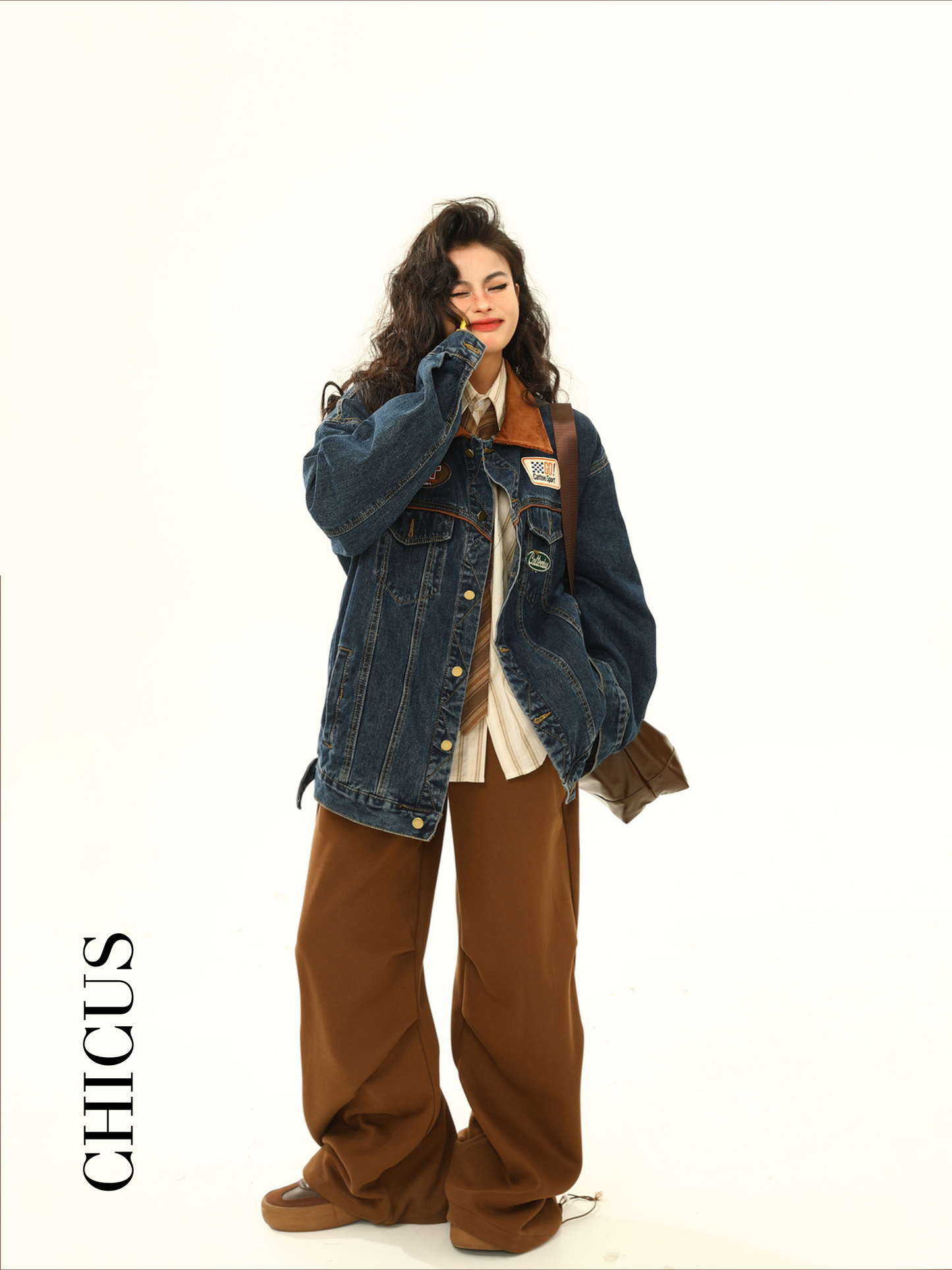 Forest Turuncu Yaka Kadın Kot Ceket