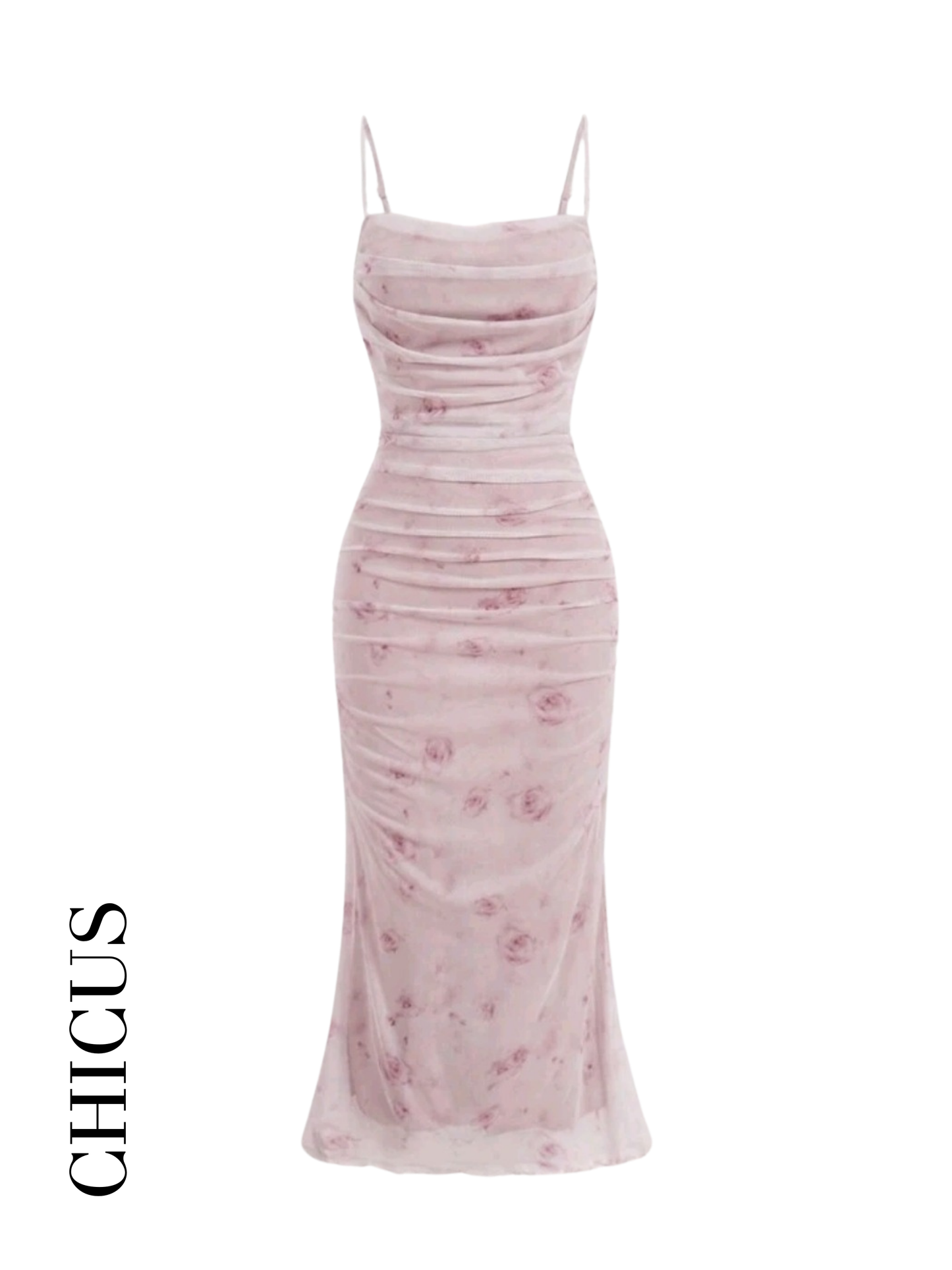 Apricot Çiçek Baskılı Slim Fit Elbise