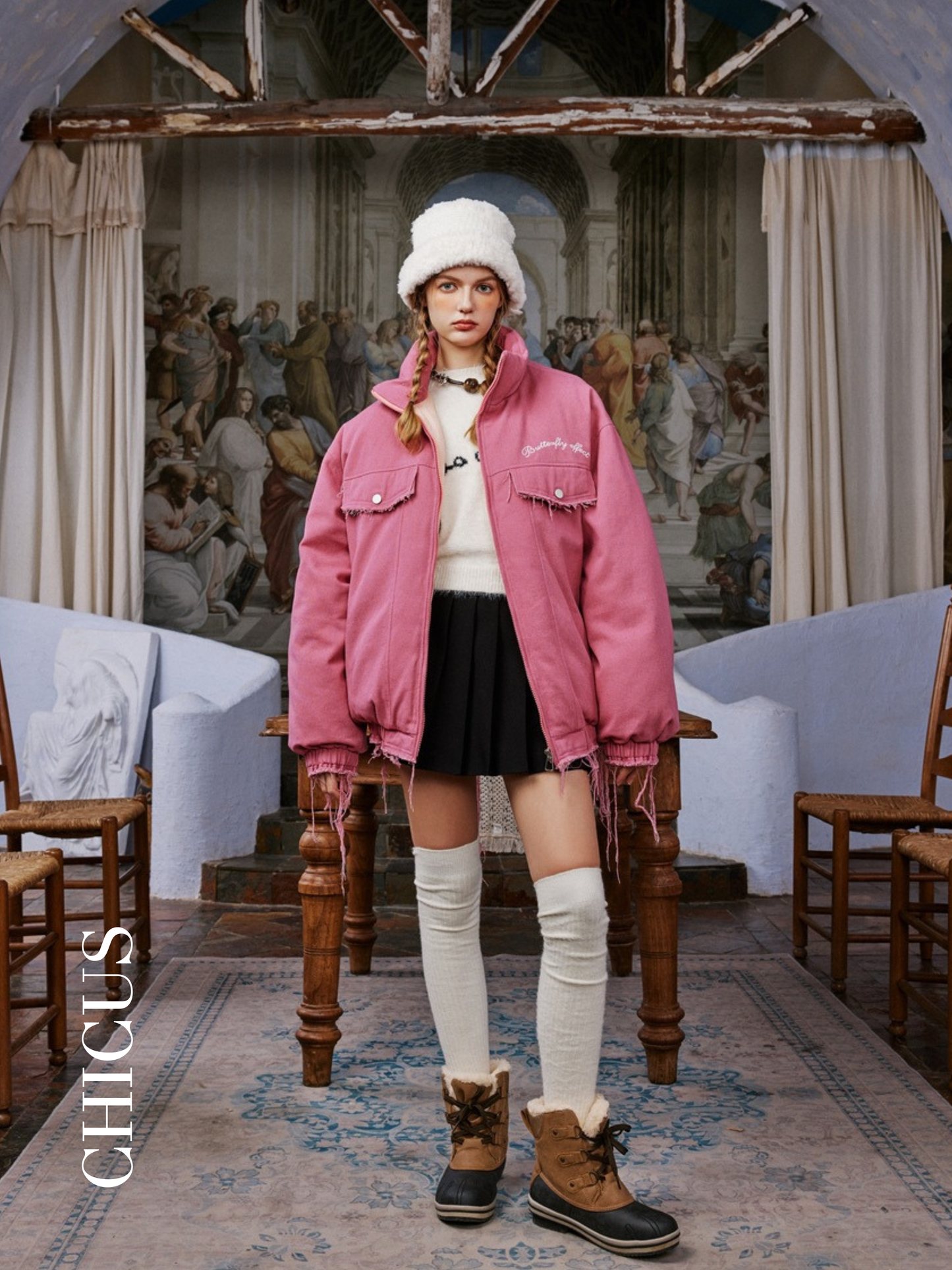 Butterfly Dream Kadın Kot Ceket Pink