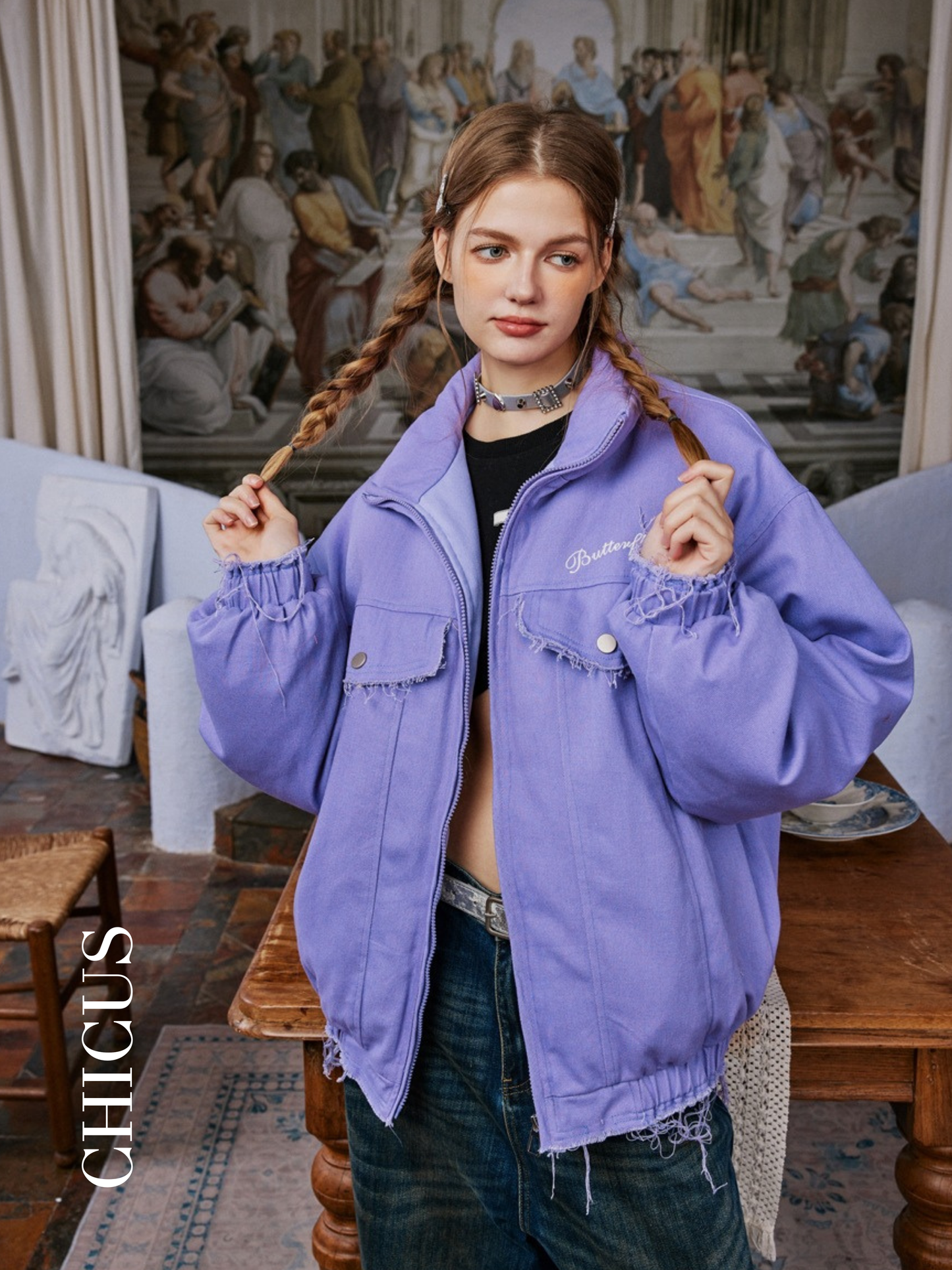 Butterfly Dream Kadın Kot Ceket Lavanta