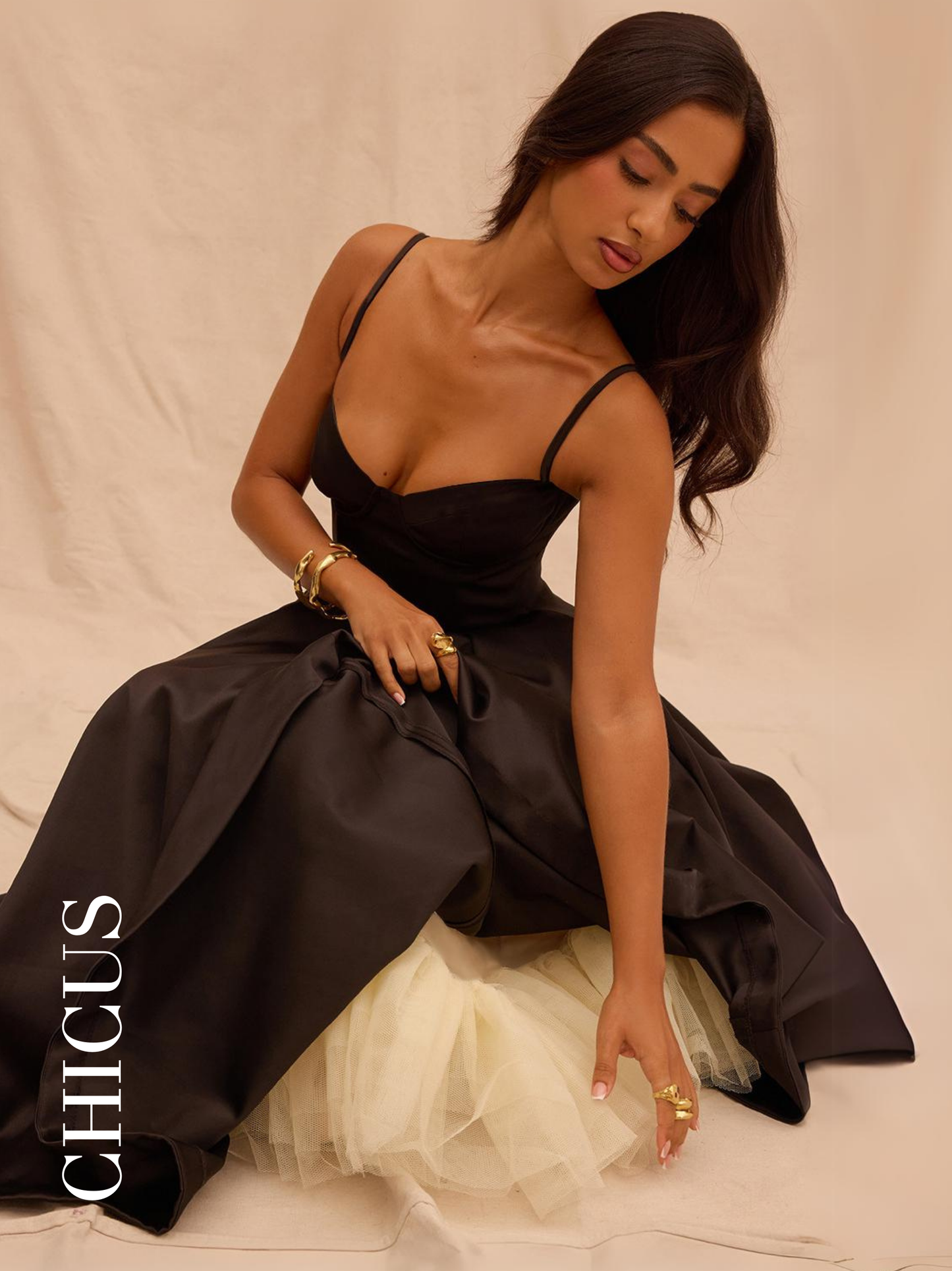 Fransız Örgü Prenses Askılı Siyah Kadın Elbise