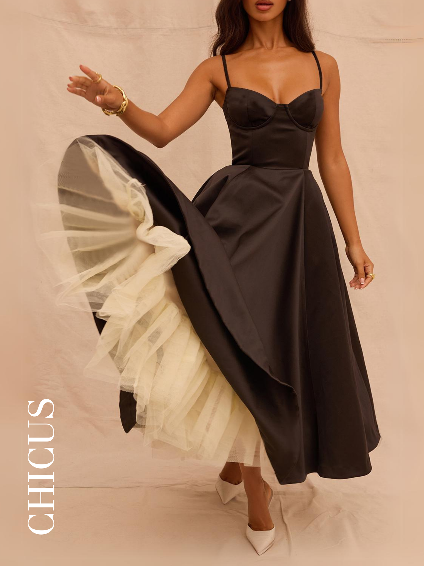 Fransız Örgü Prenses Askılı Siyah Kadın Elbise